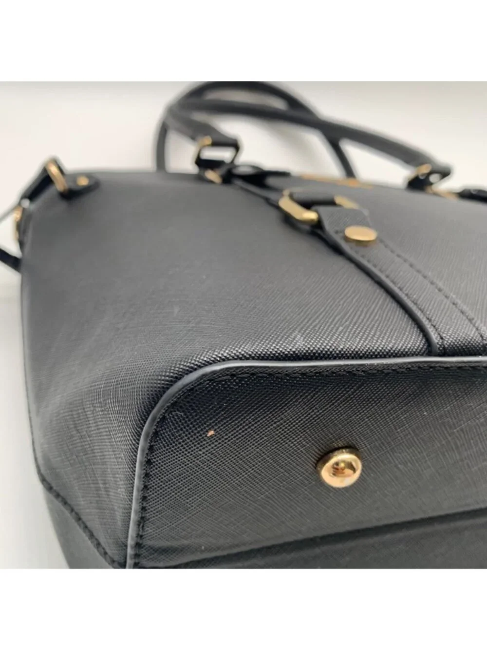 Montana West Black Saffiano Faux Leather Buckle Tote And Wallet